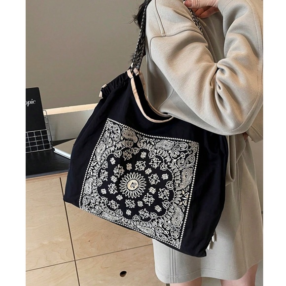 Boho Abstract Print Large Tote shoulder Bag - Picture 1 of 13